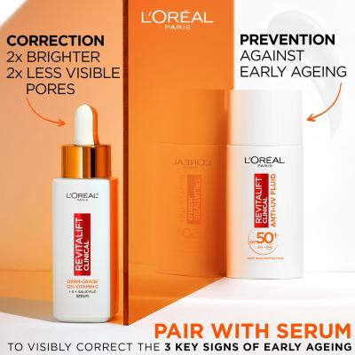 L&#039;Oréal Paris Revitalift Clinical Anti-UV Fluid SPF50+ Krem do twarzy na dzień dla kobiet 50 ml