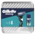 Gillette Mach3 Zestaw maszynka do golenia 1 sztuka + żel do golenia Soothing With Aloe Vera Sensitive 75 ml + metalowe pudełko