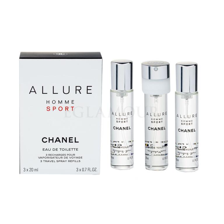 Chanel Allure Homme Sport 3x20 ml Woda toaletowa dla mężczyzn Napełnienie Zestaw