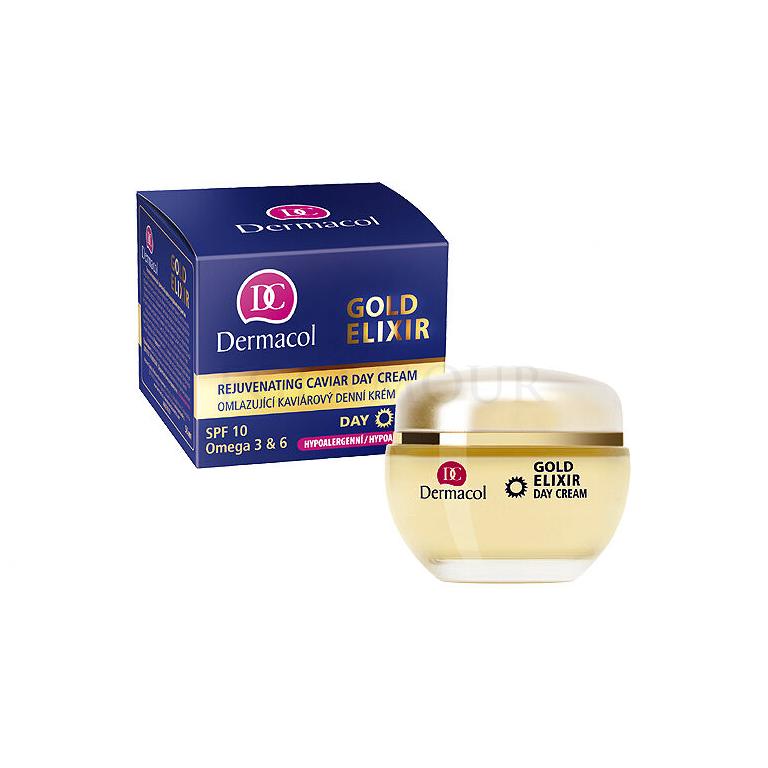 Dermacol Gold Elixir Krem do twarzy na dzień dla kobiet 50 ml uszkodzony flakon