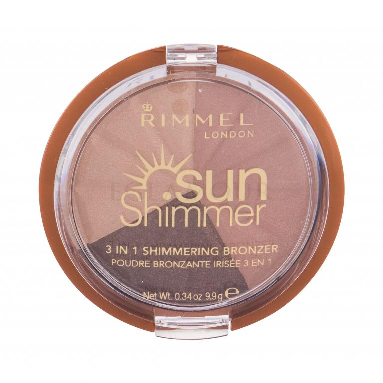 Rimmel London Sun Shimmer 3in1 Bronzer dla kobiet 9,9 g Odcień 002 Bronze Goddess