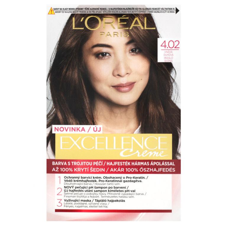 L&#039;Oréal Paris Excellence Creme Triple Protection Farba do włosów dla kobiet 48 ml Odcień 4,02 Tempting Brunette Brown