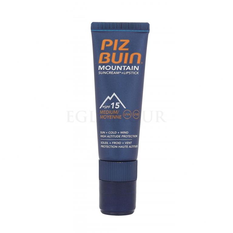 PIZ BUIN Mountain Sun Cream + Lipstick SPF15 Preparat do opalania twarzy 22,3 ml