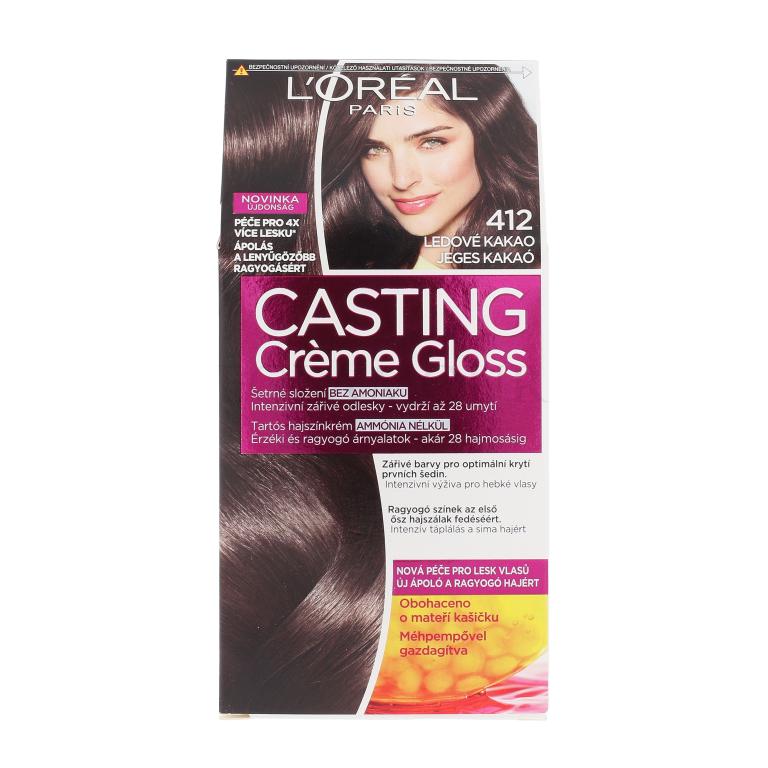 L&#039;Oréal Paris Casting Creme Gloss Farba do włosów dla kobiet 48 ml Odcień 412 Iced Cocoa Uszkodzone pudełko