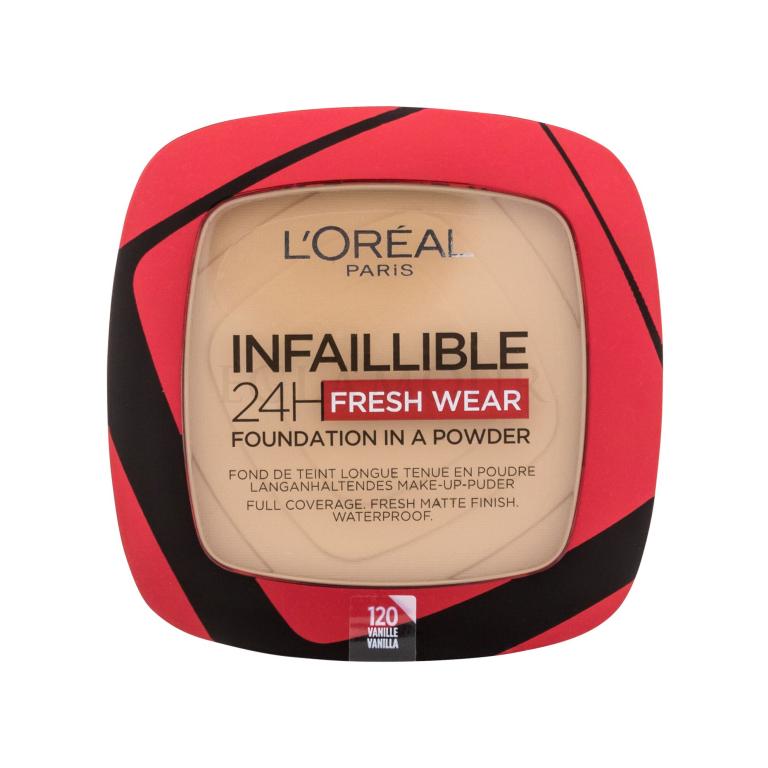 L&#039;Oréal Paris Infaillible 24H Fresh Wear Foundation In A Powder Podkład dla kobiet 9 g Odcień 120 Vanilla