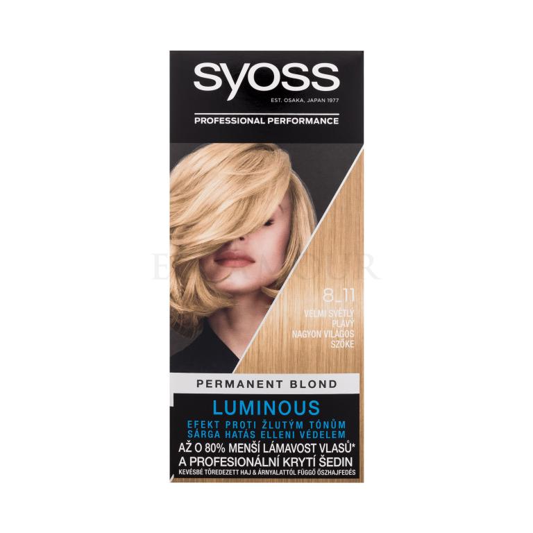 Syoss Permanent Coloration Permanent Blond Farba do włosów dla kobiet 50 ml Odcień 8-11 Very Light Blond