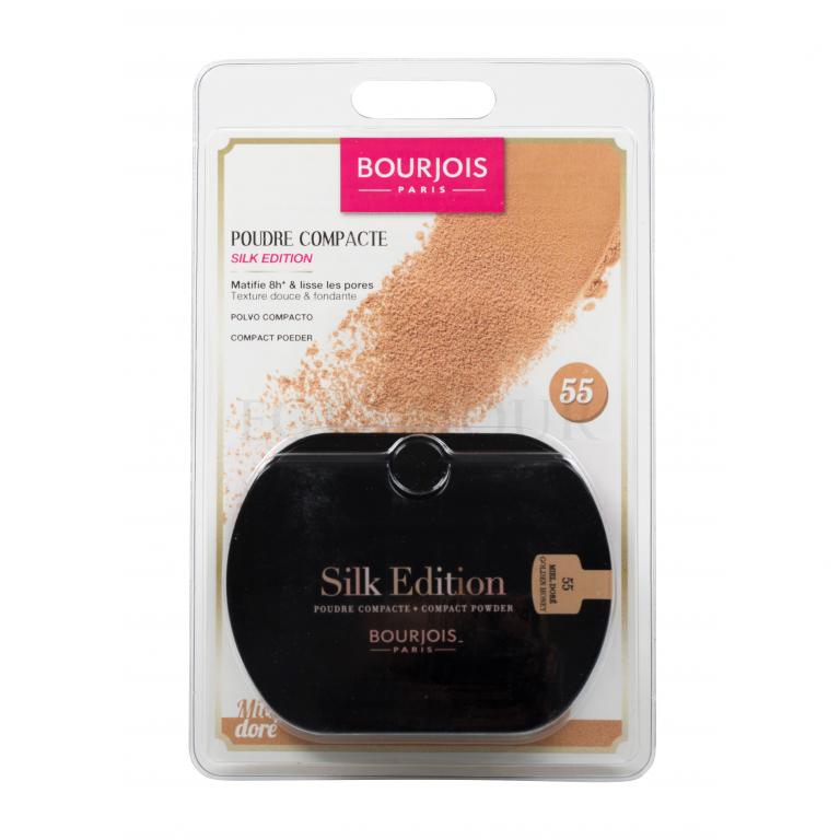 BOURJOIS Paris Silk Edition Compact Powder Puder dla kobiet 9 g Odcień 55 Golden Honey