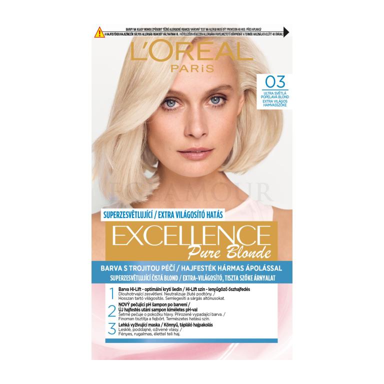 L&#039;Oréal Paris Excellence Creme Triple Protection Farba do włosów dla kobiet 1 szt Odcień 03 Lightest Natural Ash Blonde