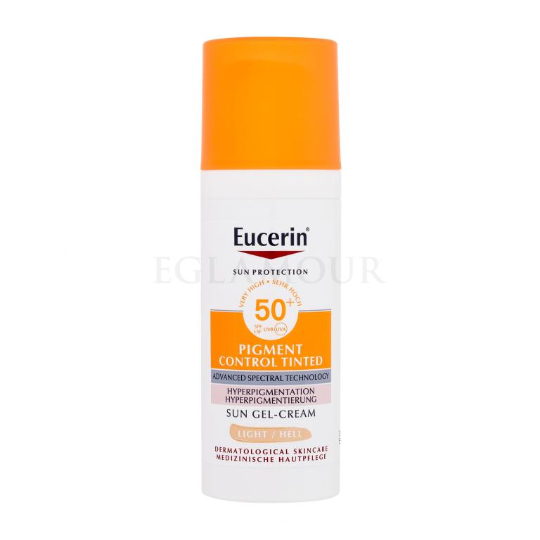 Eucerin Sun Protection Pigment Control Tinted Gel-Cream SPF50+ Preparat do opalania twarzy dla kobiet 50 ml Odcień Light