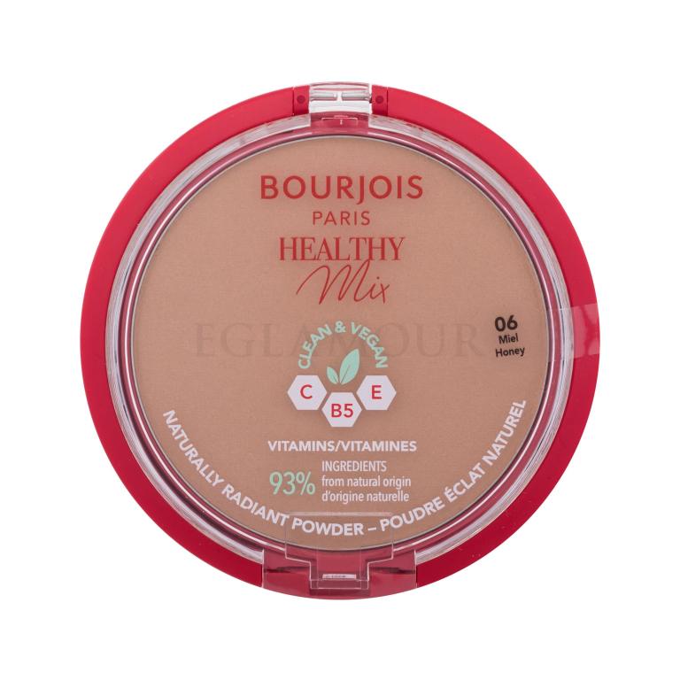 BOURJOIS Paris Healthy Mix Clean &amp; Vegan Naturally Radiant Powder Puder dla kobiet 10 g Odcień 06 Honey Uszkodzone pudełko