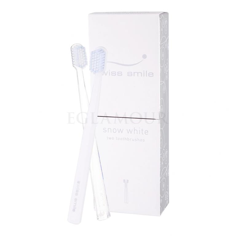 swiss smile Snow White Zestaw 1szt Medium-Soft Toothbrush White + 1szt Medium-Soft Toothbrush Transparent