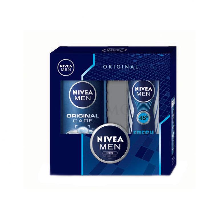 Nivea Men Original Zestaw 250ml Men Original Care Shower Gel + 150ml Men Fresh Active Anti-Perspirant Deodorant + 30ml Men Creme