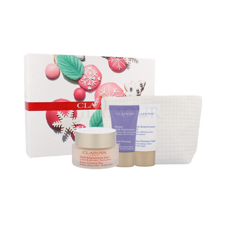Clarins Extra-Firming Zestaw Daily skin care 50ml + Night skin care 15ml + Facial mask 15ml + Cosmetic bag