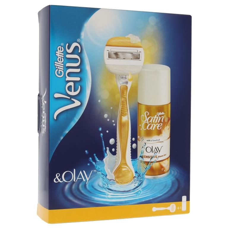 Gillette Venus &amp; Olay Zestaw Shaving gel Satin Care Olay Sensitive Shave Gel 75 ml + Razor Venus Olay