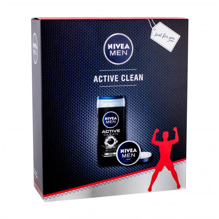 Nivea Men Active Clean Zestaw Żel pod prysznic 250 ml + Uniwersalny krem Men Creme 75 ml