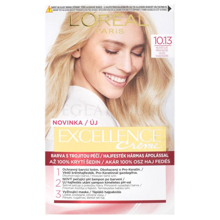 L&#039;Oréal Paris Excellence Creme Triple Protection Farba do włosów dla kobiet 48 ml Odcień 10,13 Natural Light Baby Blonde