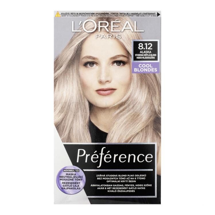 L&#039;Oréal Paris Préférence Cool Blondes Farba do włosów dla kobiet 60 ml Odcień 8,12 Alaska