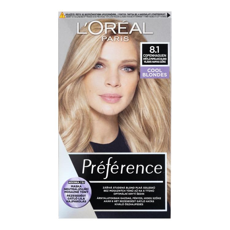L&#039;Oréal Paris Préférence Farba do włosów dla kobiet 60 ml Odcień 8,1 Copenhaguen