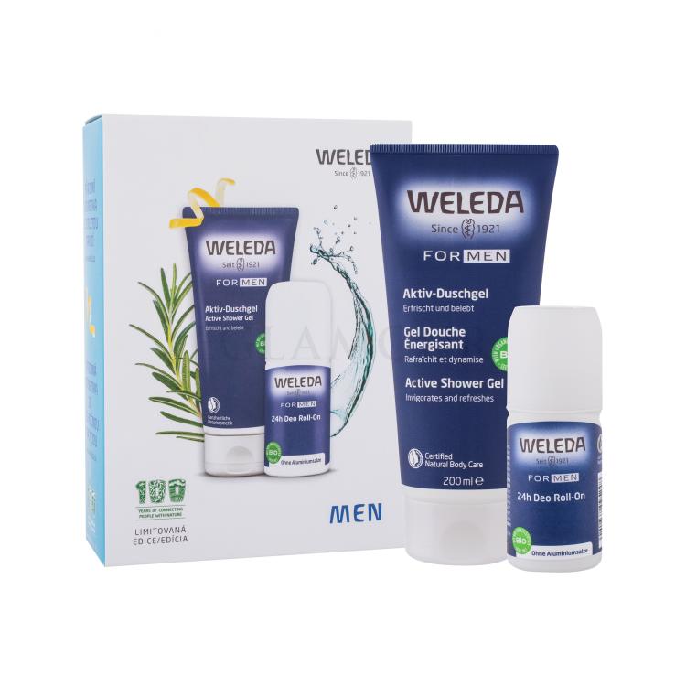 Weleda For Men Active Fresh 3in1 Zestaw żel pod prysznic Men Active Shower Gel 200 ml + dezodorant Men 24h Deo + Roll-ON 50 ml