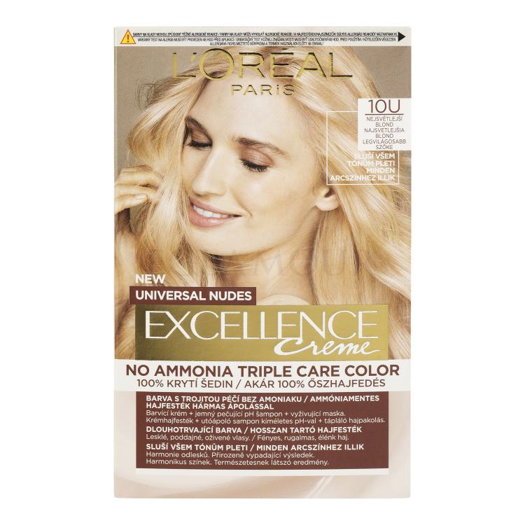 L&#039;Oréal Paris Excellence Creme Triple Protection No Ammonia Farba do włosów dla kobiet 48 ml Odcień 10U Lightest Blond