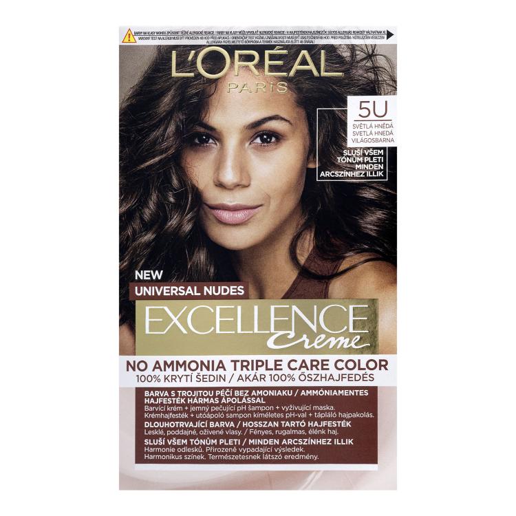 L&#039;Oréal Paris Excellence Creme Triple Protection Farba do włosów dla kobiet 48 ml Odcień 5U Light Brown