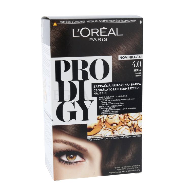L&#039;Oréal Paris Prodigy Farba do włosów dla kobiet 1 szt Odcień 4.0 Sepia