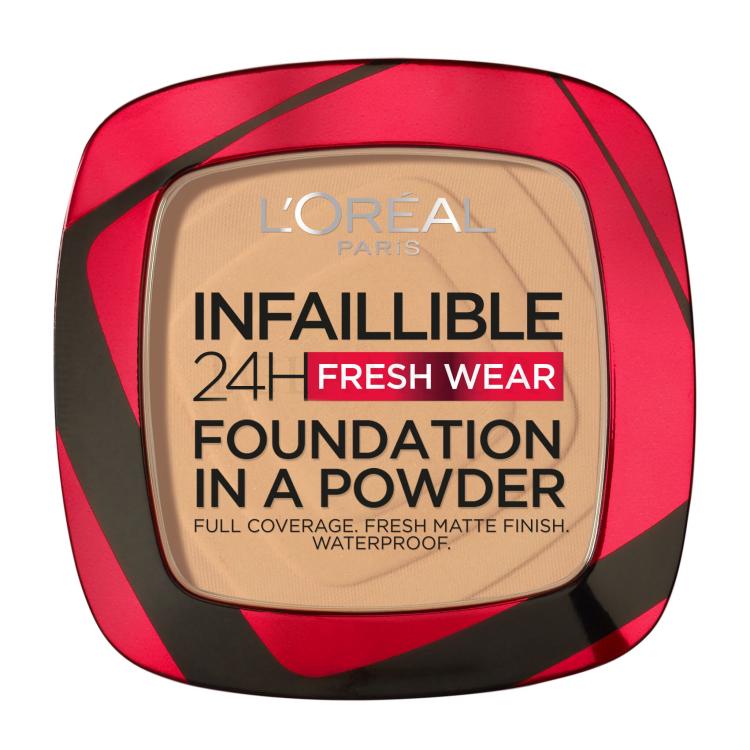 L&#039;Oréal Paris Infaillible 24H Fresh Wear Foundation In A Powder Podkład dla kobiet 9 g Odcień 250 Radiant Sand
