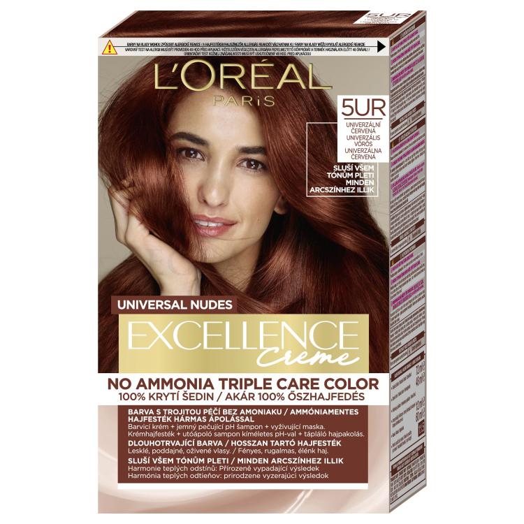 L&#039;Oréal Paris Excellence Creme Triple Protection Farba do włosów dla kobiet 48 ml Odcień 5UR Universal Red