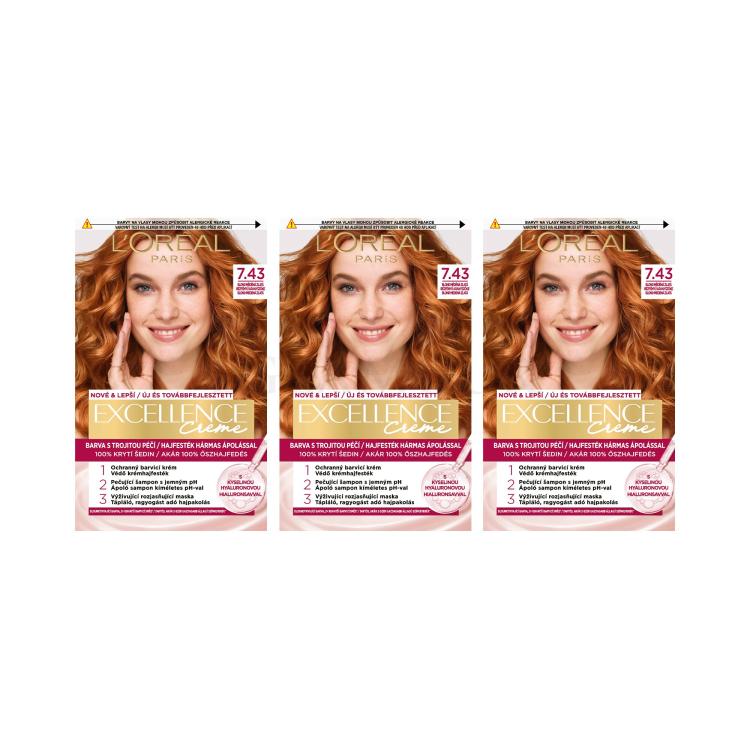 Zestaw Farba do włosów L&#039;Oréal Paris Excellence Creme Triple Protection