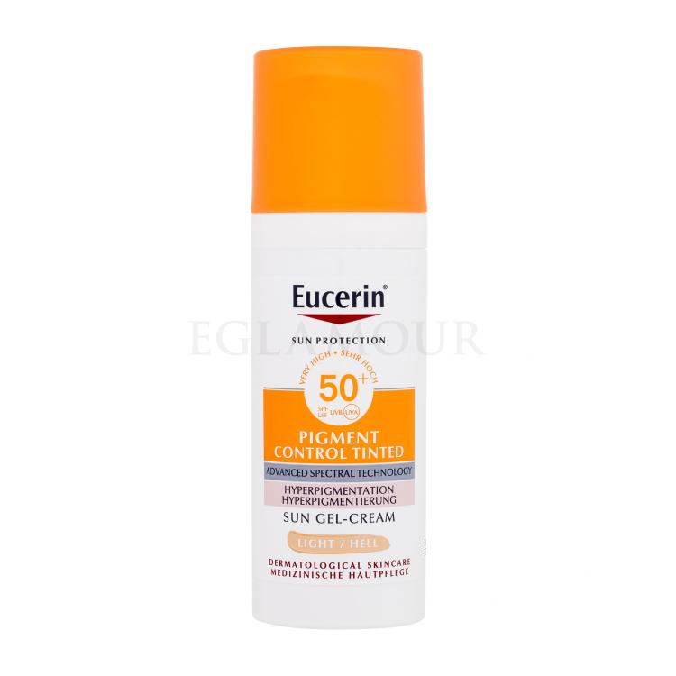 Eucerin Sun Protection Pigment Control Tinted Gel-Cream SPF50+ Preparat do opalania twarzy dla kobiet 50 ml Odcień Light