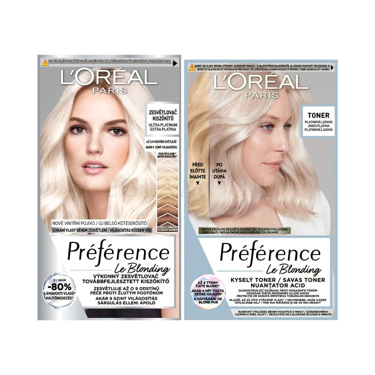 Zestaw Farba do włosów L&#039;Oréal Paris Préférence Les Blondissimes + Farba do włosów L&#039;Oréal Paris Préférence Le Blonding Toner