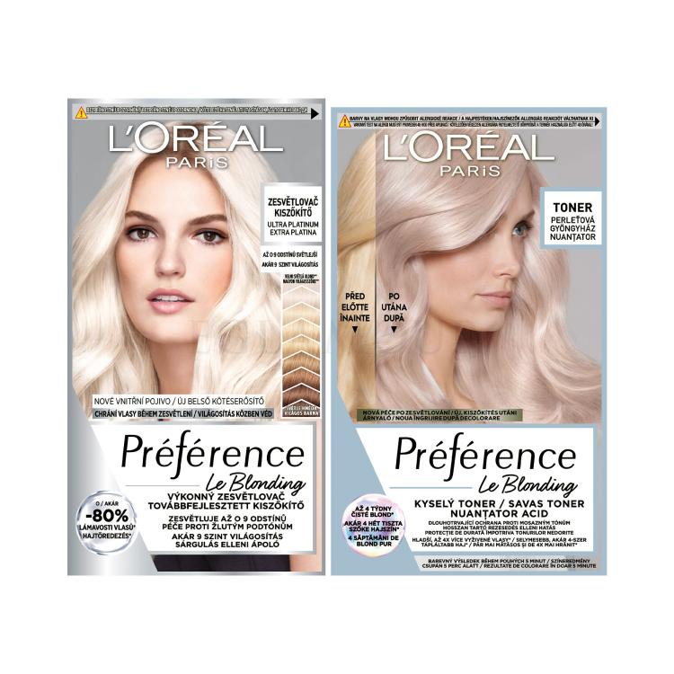 Zestaw Farba do włosów L&#039;Oréal Paris Préférence Les Blondissimes + Farba do włosów L&#039;Oréal Paris Préférence Le Blonding Toner