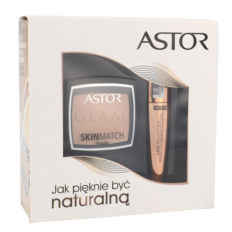 ASTOR Lash Beautifier With Argan Oil Zestaw 10ml Lash Beautifier Volume Mascara With Argan Oil + 7g Skin Match Powder 100 Ivory
