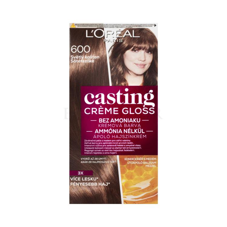 L&#039;Oréal Paris Casting Creme Gloss Farba do włosów dla kobiet 48 ml Odcień 600 Light Brown
