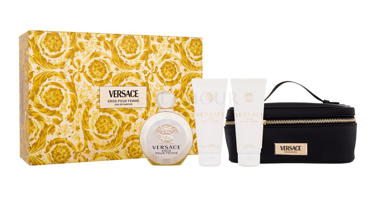 Versace Eros Pour Femme Zestaw woda perfumowana 100 ml + mleczko do ciała  100 ml + żel pod prysznic 100 ml + kosmetyczka - Perfumeria internetowa  E-Glamour.pl