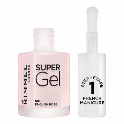 Rimmel London Super Gel French Manicure STEP1 Lakier do paznokci dla kobiet 12 ml Odcień 091 English Rose