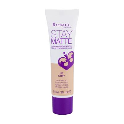Rimmel London Stay Matte Liquid Mousse Foundation Podkład dla kobiet 30 ml Odcień 100 Ivory
