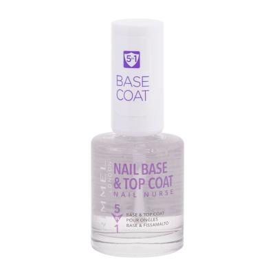 Rimmel London Nail Nurse 5in1 Base & Top Coat Lakier do paznokci dla kobiet 12 ml