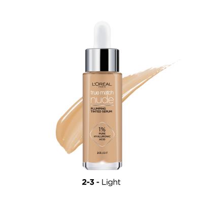 L&#039;Oréal Paris True Match Nude Plumping Tinted Serum Podkład dla kobiet 30 ml Odcień 2-3 Light