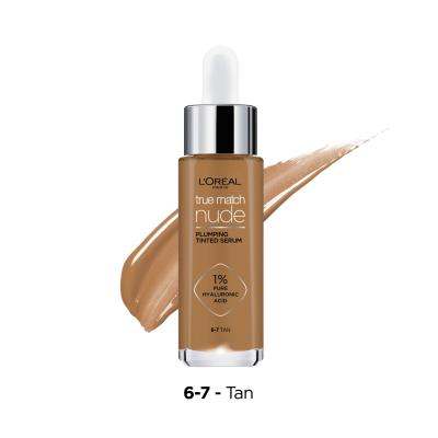 L&#039;Oréal Paris True Match Nude Plumping Tinted Serum Podkład dla kobiet 30 ml Odcień 6-7 Tan