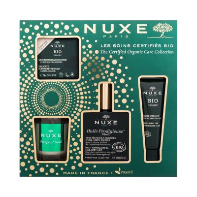 NUXE Huile Prodigieuse The Certified Organic Care Collection Zestaw Suchy olej Huile Prodigieuse Néroli 100 ml + Mydło w kostce Bio Delicate Superfatted Soap 100 g + Fluid Bio Skin Correcting Moisturising Fluid 50 ml + Świeczka Prodigieuse Néroli 70 g