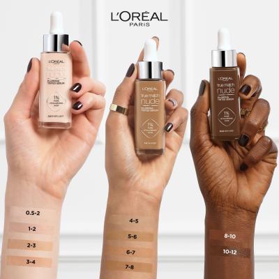 L&#039;Oréal Paris True Match Nude Plumping Tinted Serum Podkład dla kobiet 30 ml Odcień 1-2 Rosy Light