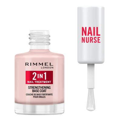 Rimmel London Nail Nurse 2in1 Strenghtening Base Coat Lakier do paznokci dla kobiet 12 ml