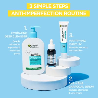 Garnier Pure Active BHA + Niacinamide Daily UV Anti-Imperfection Fluid SPF50+ Krem do twarzy na dzień 40 ml