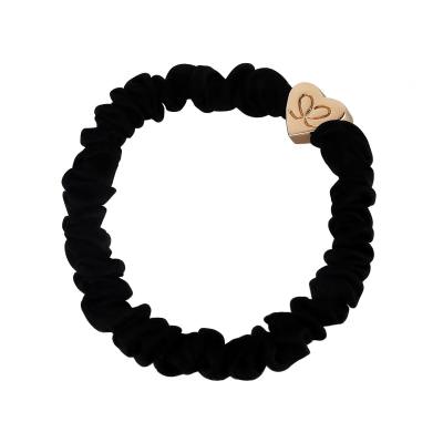 By Eloise London Skinny Silk Scrunchie Gold Heart Gumka do włosów dla kobiet 1 szt Odcień Black