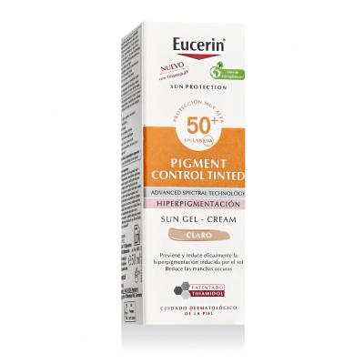 Eucerin Sun Protection Pigment Control Tinted Gel-Cream SPF50+ Preparat do opalania twarzy dla kobiet 50 ml Odcień Light