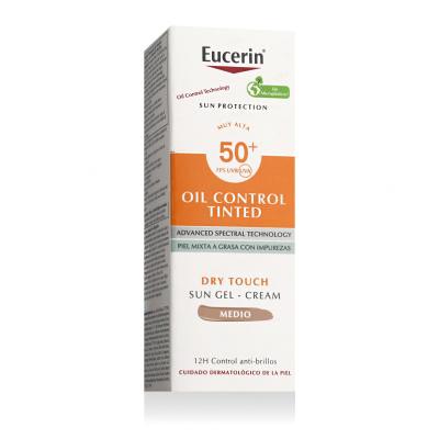 Eucerin Sun Oil Control Tinted Dry Touch Sun Gel-Cream SPF50+ Preparat do opalania twarzy 50 ml Odcień Medium