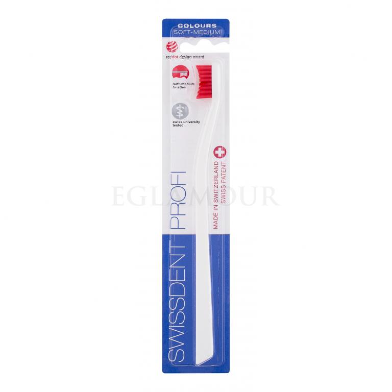 Swissdent Profi Colours Soft Medium Szczoteczka do zębów 1 szt Odcień White&amp;Red