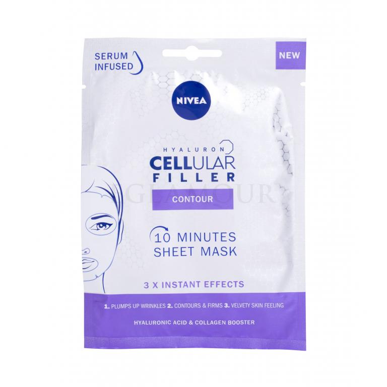 Nivea Hyaluron Cellular Filler 10 Minutes Sheet Mask Maseczka do twarzy dla kobiet 1 szt