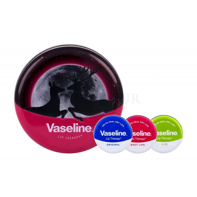 Vaseline Lip Therapy Zestaw Balsam do ust 20 g + Balsam do ust 20 g  Rosy Lips +  Balsam do ust 20 g Original + Puszka
